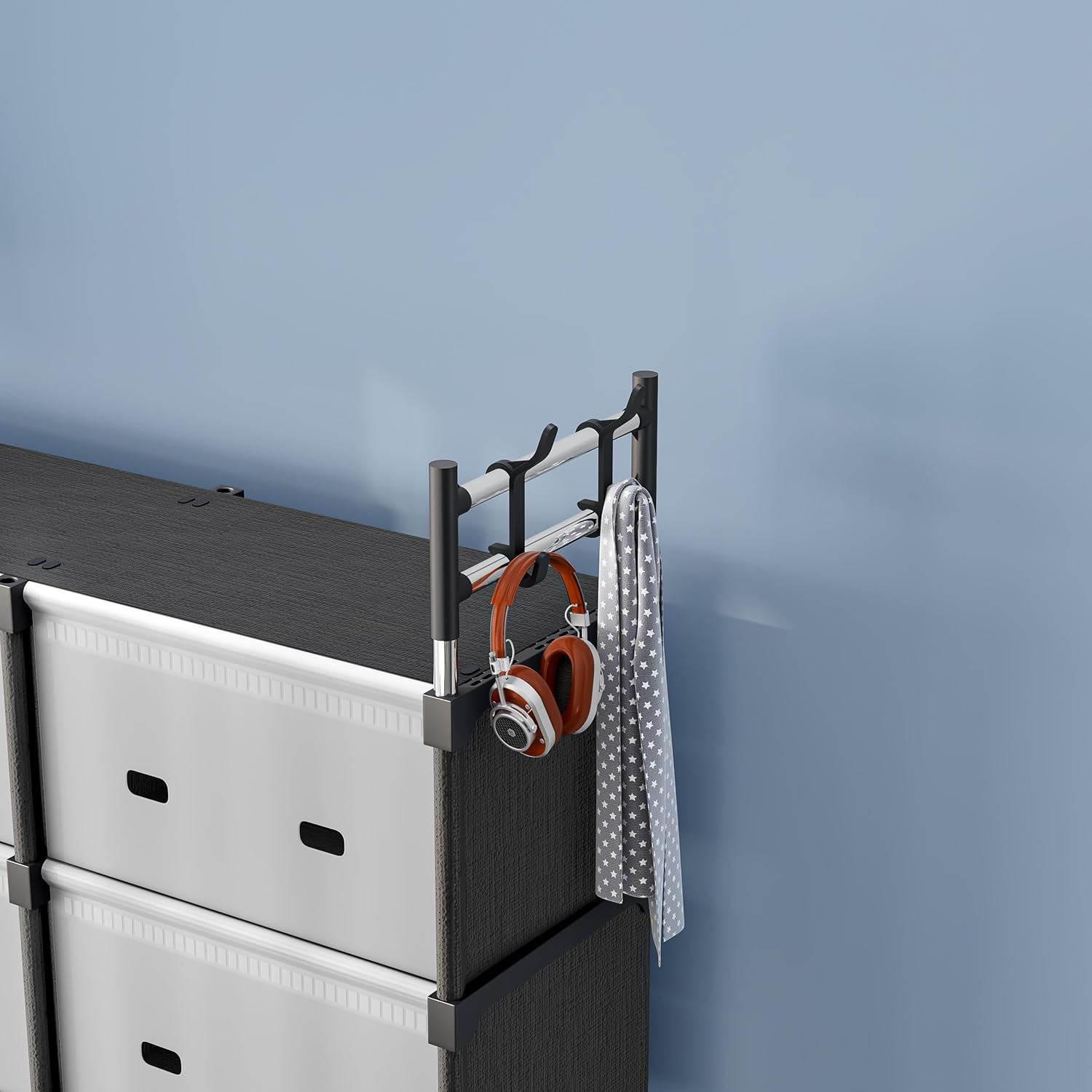 Dulap Organizator Modular 123x84x32cm, cu 8 Compartimente și Uși Rabatabile, Cadru Metalic