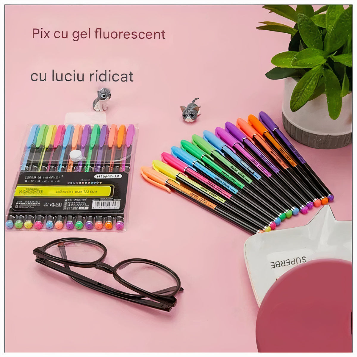 ​Pix cu Gel 8/Set, Fluorescent Colorat, 14 cm Engros