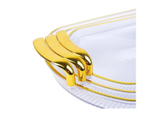 Tava din Plastic cu Maner din Plastic, Dreptunghiulara, Aurii, 3/set Diferite Dimensiuni