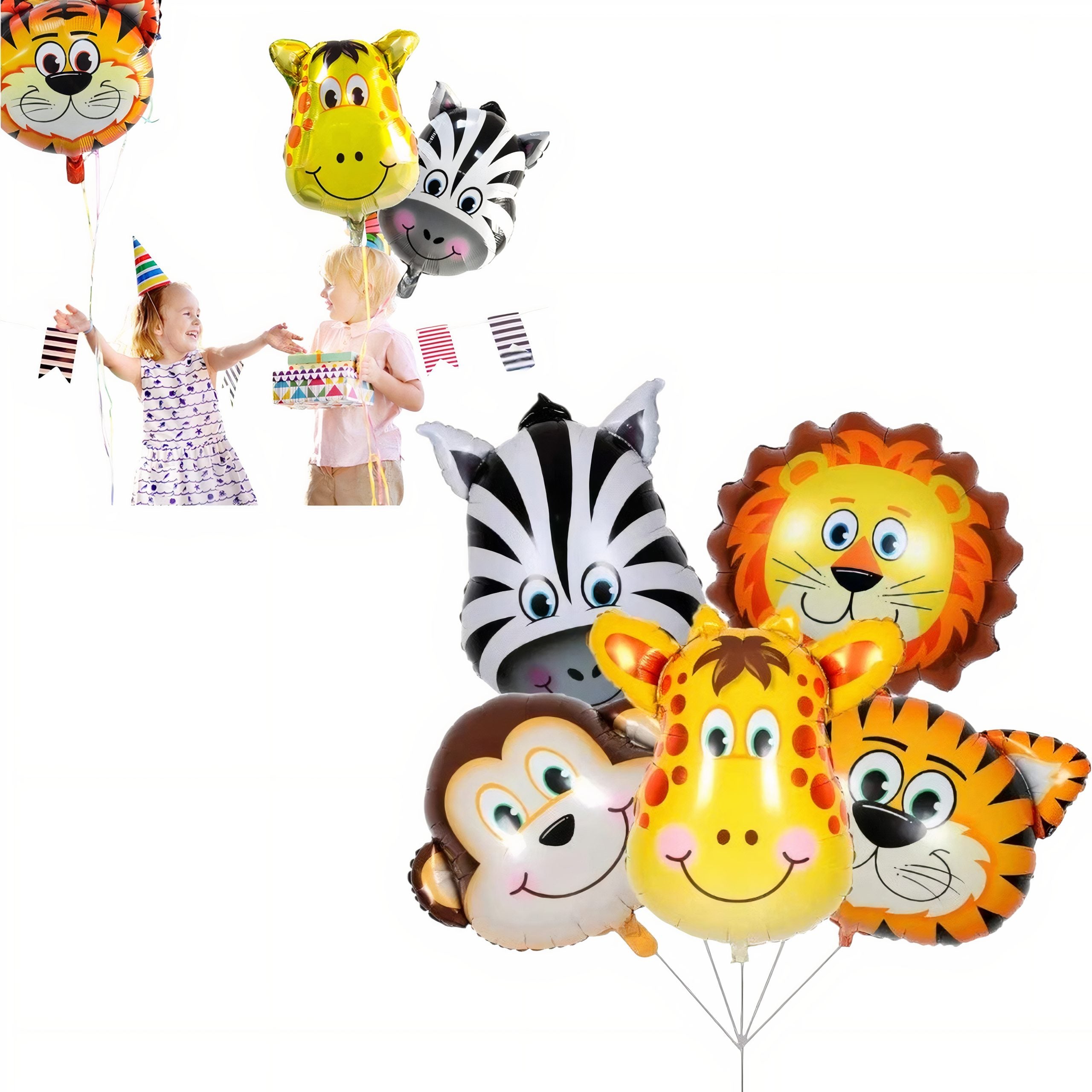 Baloane Figurina Animalut 40/set din Staniol cu Pai 8cm Diferite Modele si Dimensiuni Engros