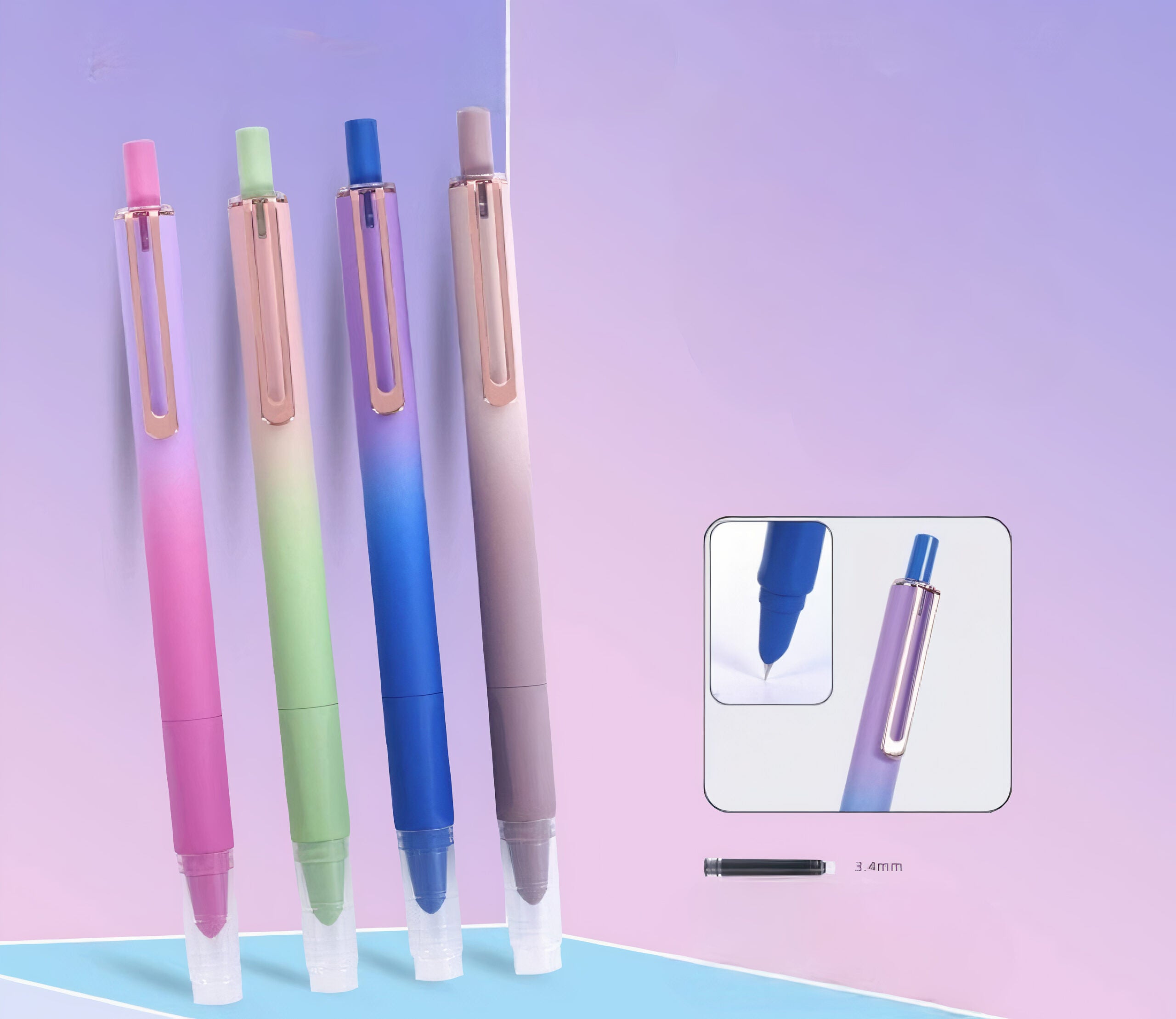Stilou cu Penita 12/Set, Model Click, 14 cm Engros