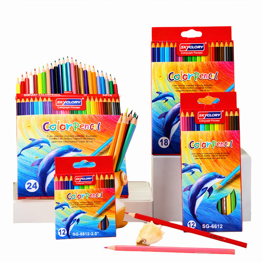 Creioane colorate SkyGlory 24/Set, 12 culori, 9 cm Engros