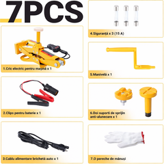 Cric Electric Auto 3T, 40x15.5cm Ridicare 12-42cm, Elevator tip Foarfecă pentru Schimbarea Anvelopelor cu Telecomandă, Set Complet cu Accesorii, Portabil în Cutie&nbsp;
