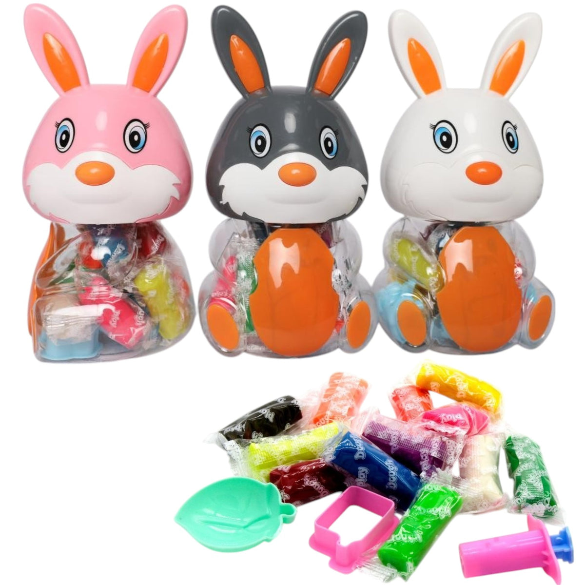 PlastIlina Colorata pentru Copii 12 Culori/set cu Accesorii de Modelat 6/set Figurina Iepure