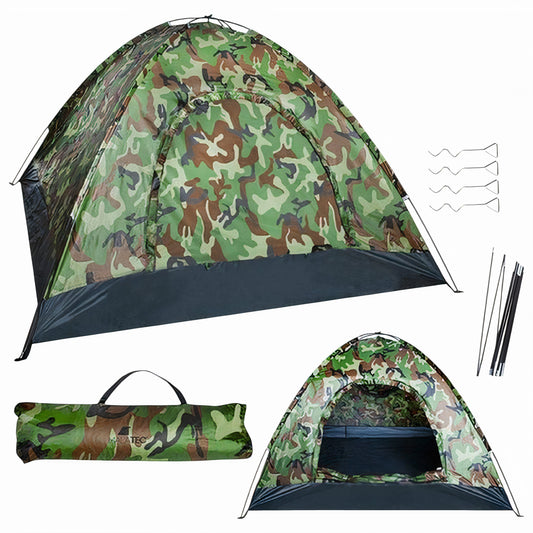 Cort Camping 2x2x1.3m cu Plasa de Tantari cu Fermoar, Impermeabil Camuflaj Engros