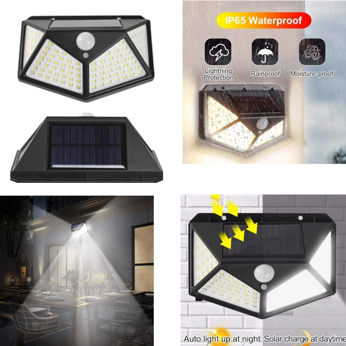 Lampa Solara Led cu Senzor de Miscare 10x13cm de Perete, Forma Unghiulara BK 100