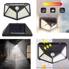 Lampa Solara Led cu Senzor de Miscare 10x13cm de Perete, Forma Unghiulara BK 100