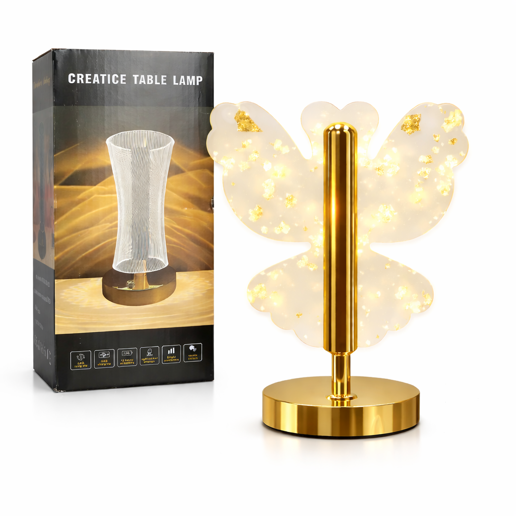 Lampă LED Decorativă 20.5x14cm, Model Fluture cu 3 Moduri de Lumină, Control Touch Reîncărcabilă&nbsp;