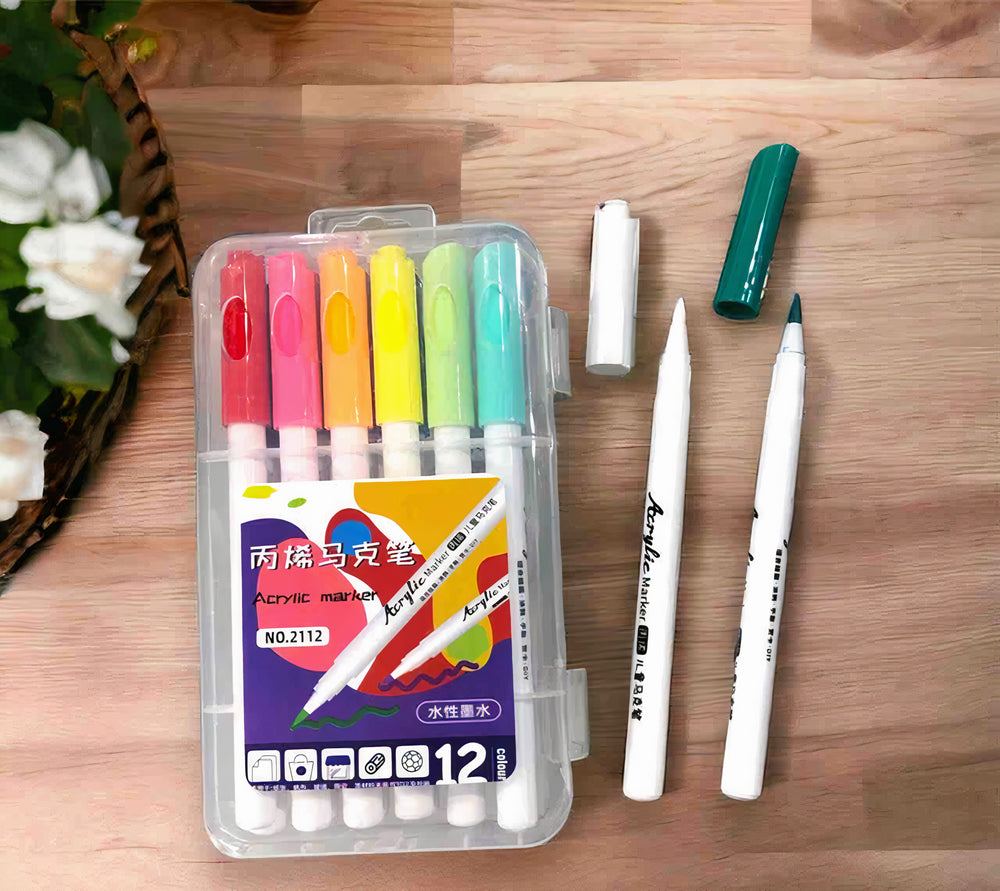 Markere Acrilice 12/Set, Diferite Culori, 15 cm Engros