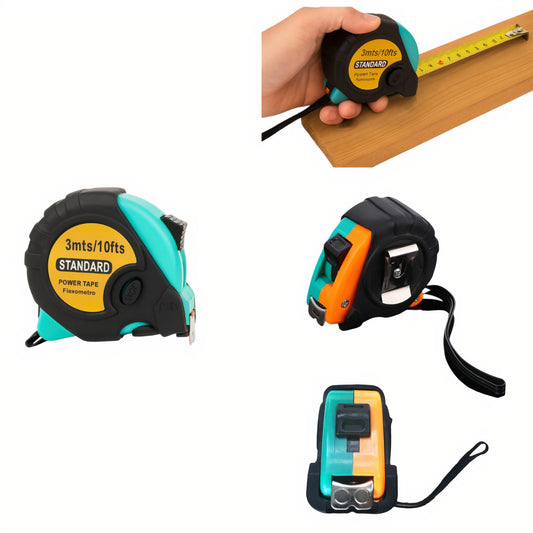 Ruletă de Măsurat 3m/10ft cu Bandă Metalică 12/set, Protecție din Cauciuc Rezistentă Engros
