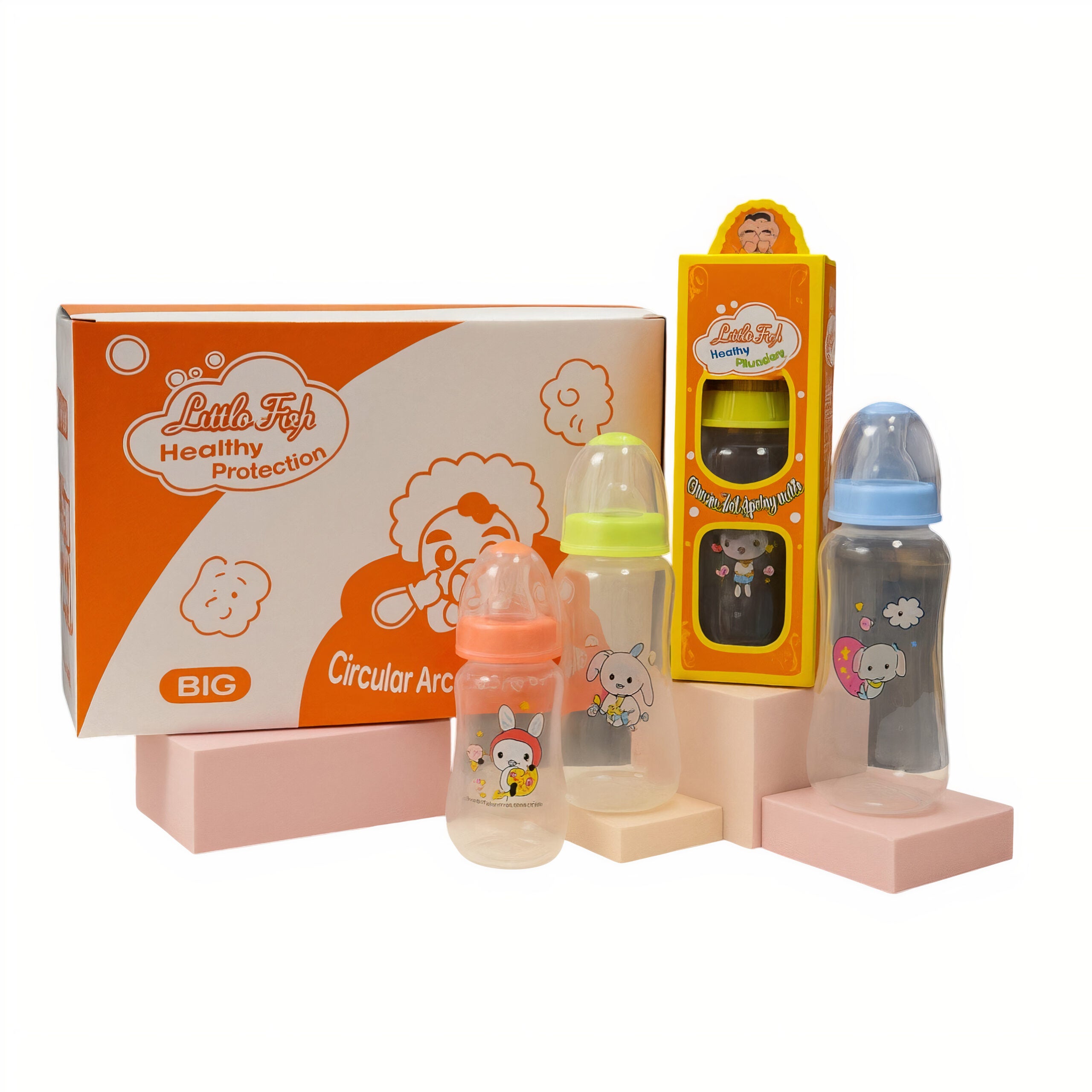 Biberon 280ml cu Tetină din Silicon 12/set, Diferite Culori Engros