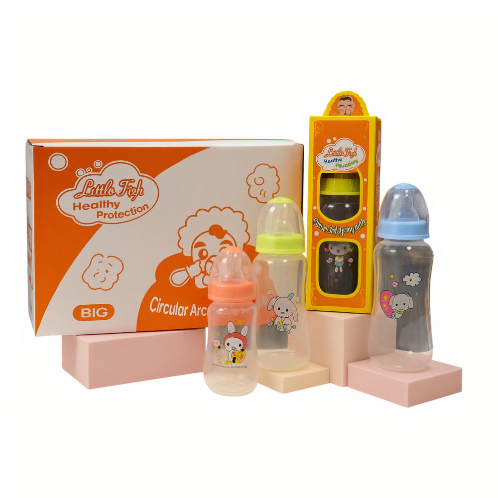 Biberon 280ml cu Tetină din Silicon 12/set, Diferite Culori Engros