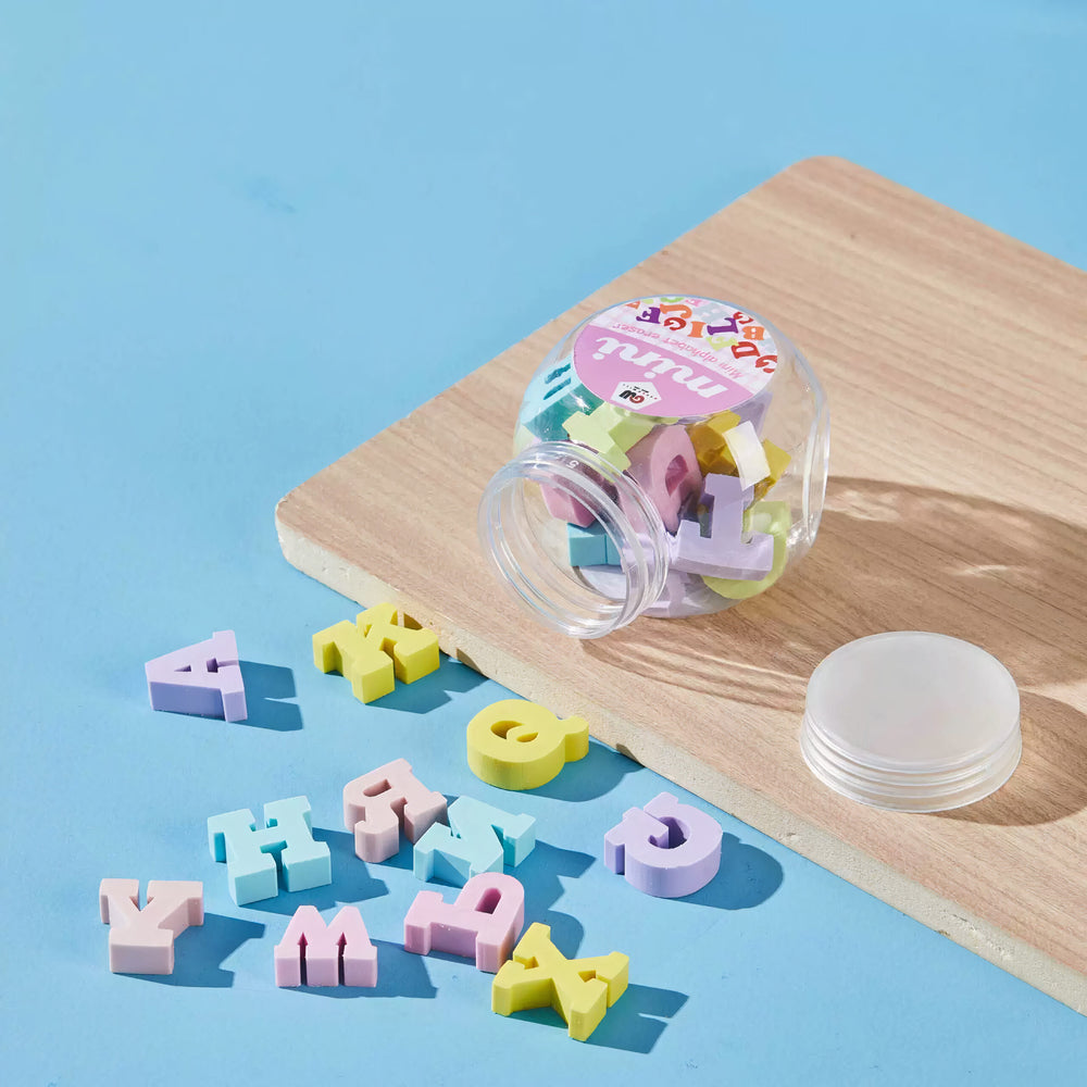 Guma de Sters cu Litere 12/Set, Mini Digitala, in Borcanase, 1 cm Engros