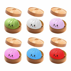 Jucarie Squishy Dumpling în Cutie Plastic 10cm, Antistres, Slow Rising, Elastică și Moale, Diferite&nbsp;