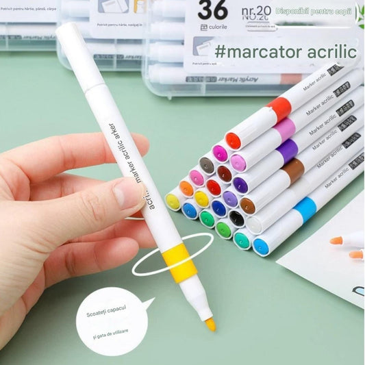 Markere Acrilice 36/Set, cu Gentuta Transparenta, Multicolore, 14 cm Engros