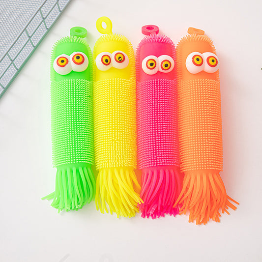 Jucărie Antistres Puffer Ball 20/set, cu LED Multicolor 22cm, Elastică cu Agățătoare, Diferite Culori