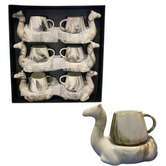 Cana cu Suport 6/Set, in Forma de Camila, 10cm din Ceramica, 4x6x4cm Engros