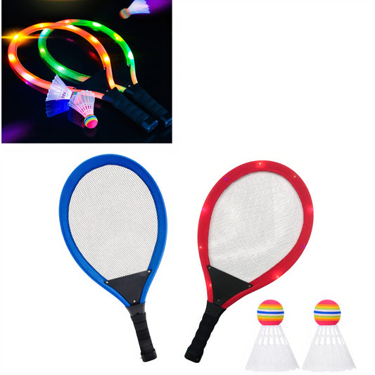 Paleta Badminton 2/set cu Luminite 55cmcm cu 2 Fluturasi din Plastic, Diferite Culori Engros