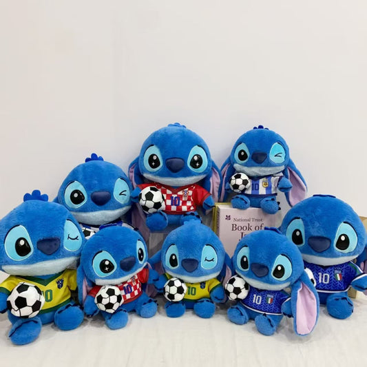 Jucărie de Pluș Stitch Fotbal 25cm, Ediția Campionatului Mondial, cu Minge de Fotbal&nbsp;