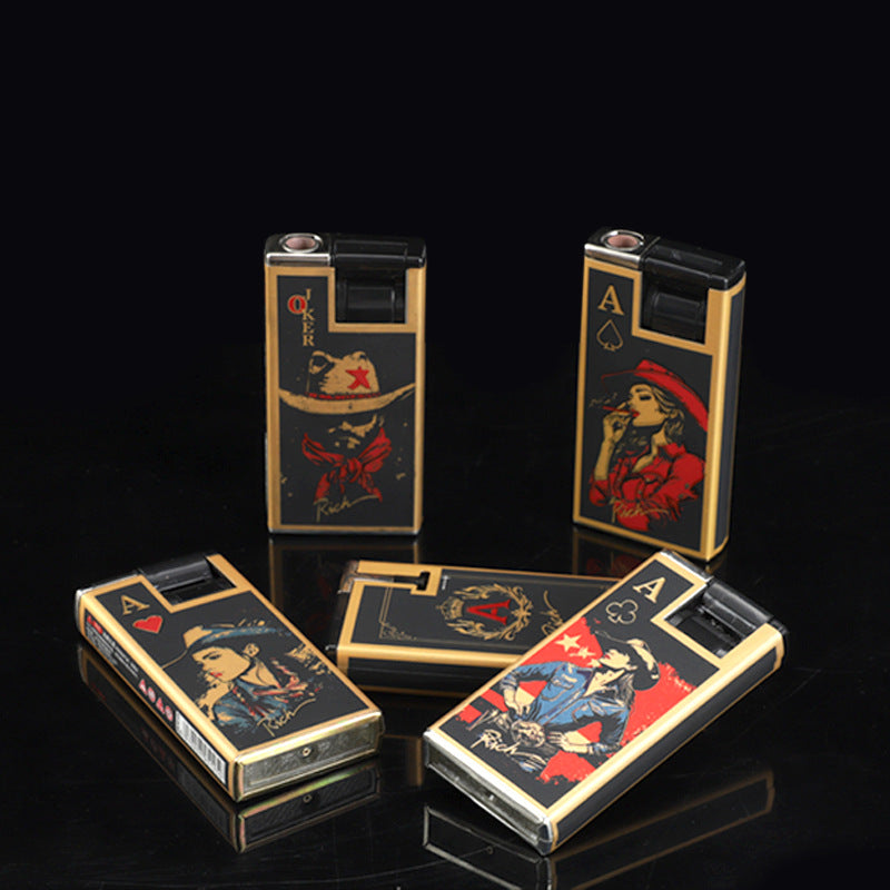Brichete Metalice Antivânt 50/set, Flacără Albastra 6.5cm, Modele Poker