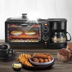 Aparat Multifuncțional 3 în 1 pentru Mic Dejun, 46.7x 28x21cm, Cuptor Electric 9L, Cafetieră 500ml și Plită Superioară, 2800W, SC-206&nbsp;