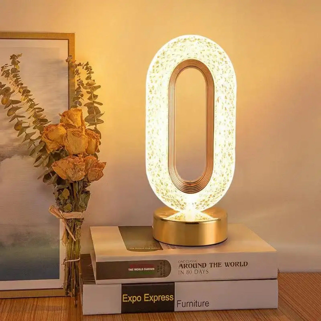 Lampă LED Decorativă 26x12x10cm, Ovală cu Suport si Touch Control, Model Cristal cu 3 Moduri de Lumina&nbsp;