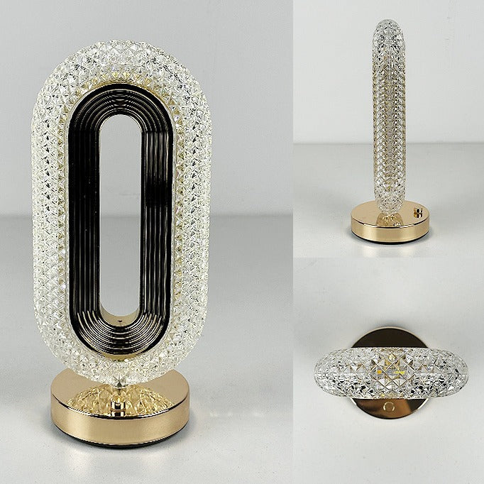 Lampă LED Decorativă 26x12x10cm, Ovală cu Suport si Touch Control, Model Cristal cu 3 Moduri de Lumina&nbsp;