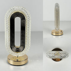Lampă LED Decorativă 26x12x10cm, Ovală cu Suport si Touch Control, Model Cristal cu 3 Moduri de Lumina&nbsp;