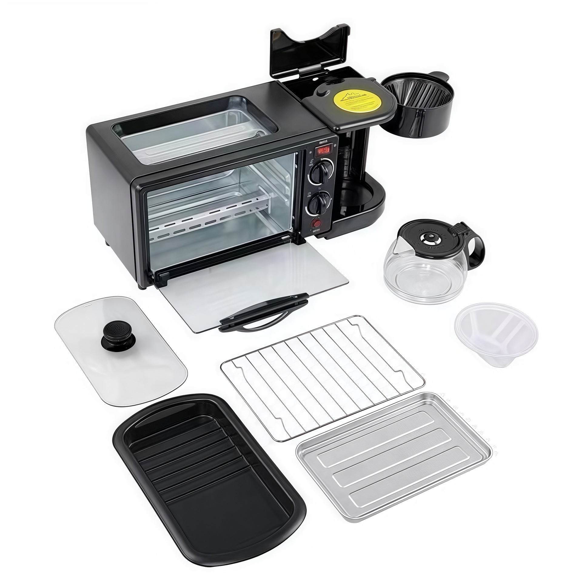 Aparat Multifuncțional 3 în 1 pentru Mic Dejun, 46.7x 28x21cm, Cuptor Electric 9L, Cafetieră 500ml și Plită Superioară, 2800W, SC-206&nbsp;
