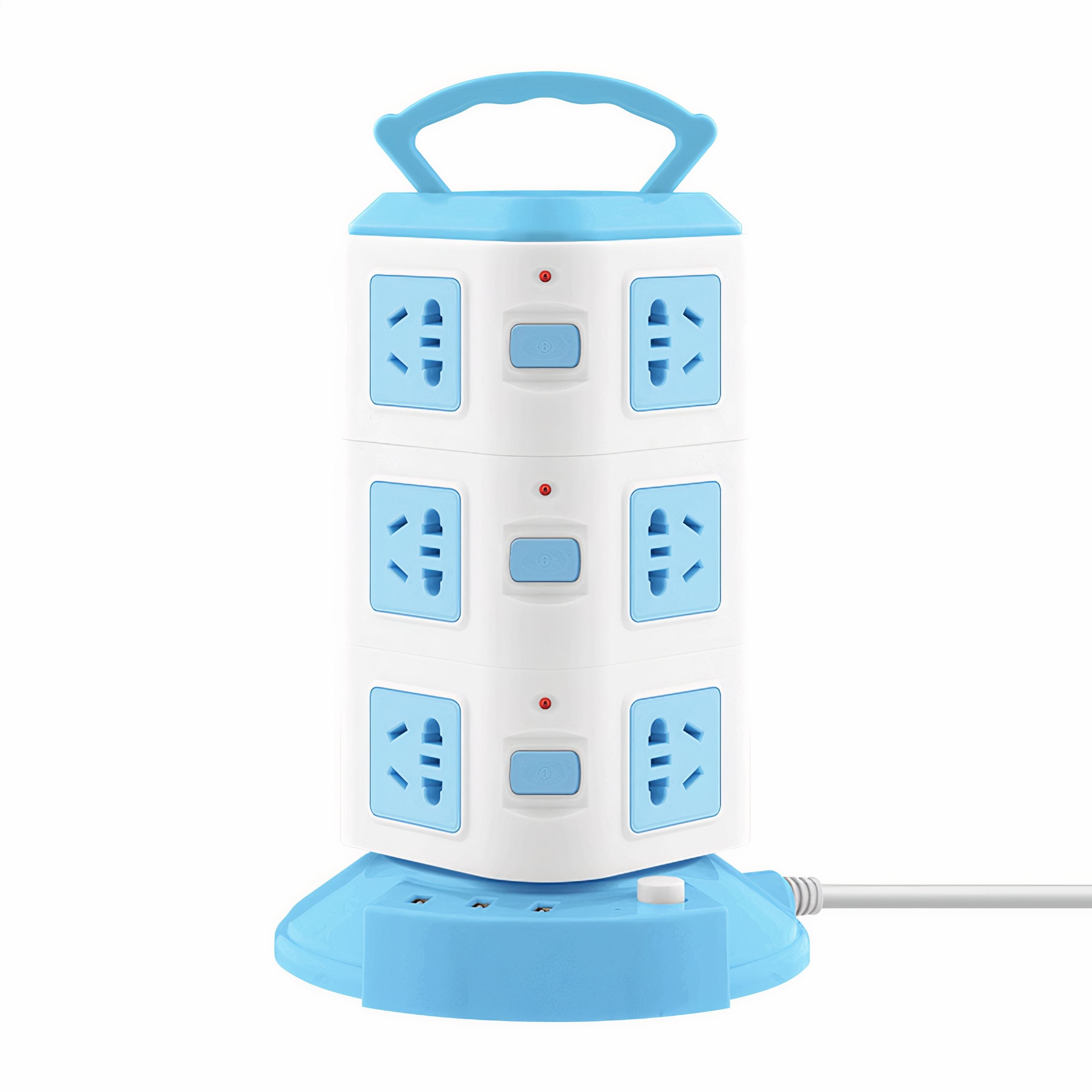 Priza Multifuncțională Portabilă 3 etaje cu Mâner, Tip Turn 240V 10A ,Engros