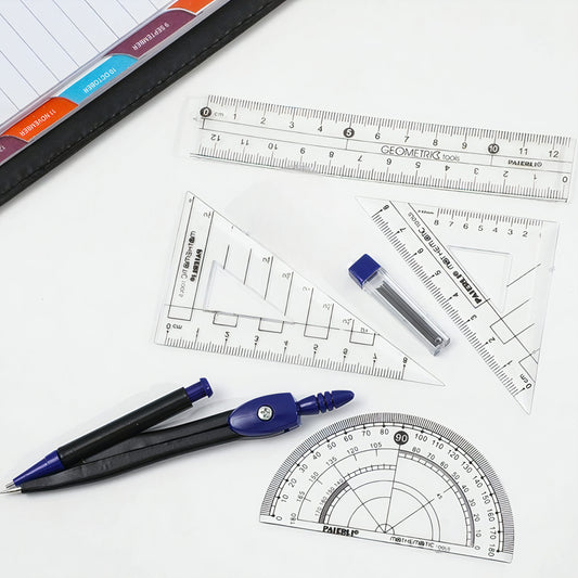 Trusa de Geometrie 12/Set, din Plastic, cu 7 Instrumente Engros