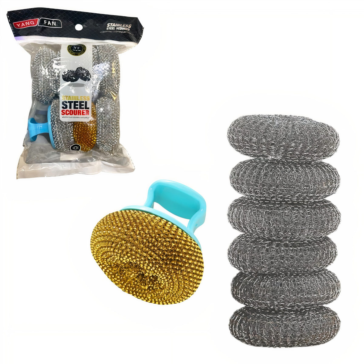 Bureti de Sarma Inox, pentru Curatare 7/set cu Maner Engros