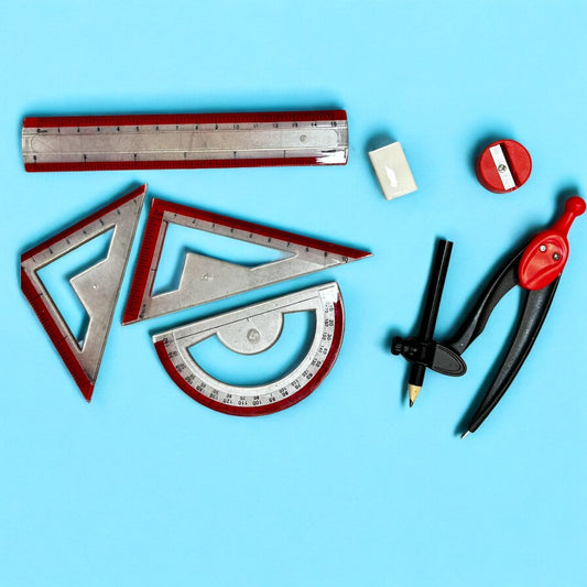 Trusa de Geometrie din Plastic 12/Set, cu 7 Instrumente Engros