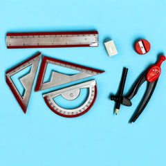 Trusa de Geometrie din Plastic 12/Set, cu 7 Instrumente Engros