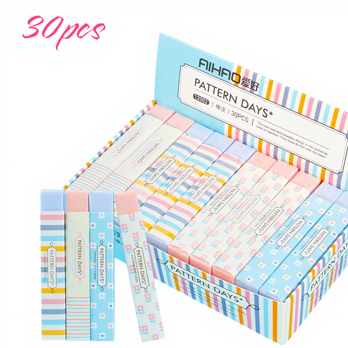 Guma de Sters 30/Set, Colorate, 8x1 cm Engros