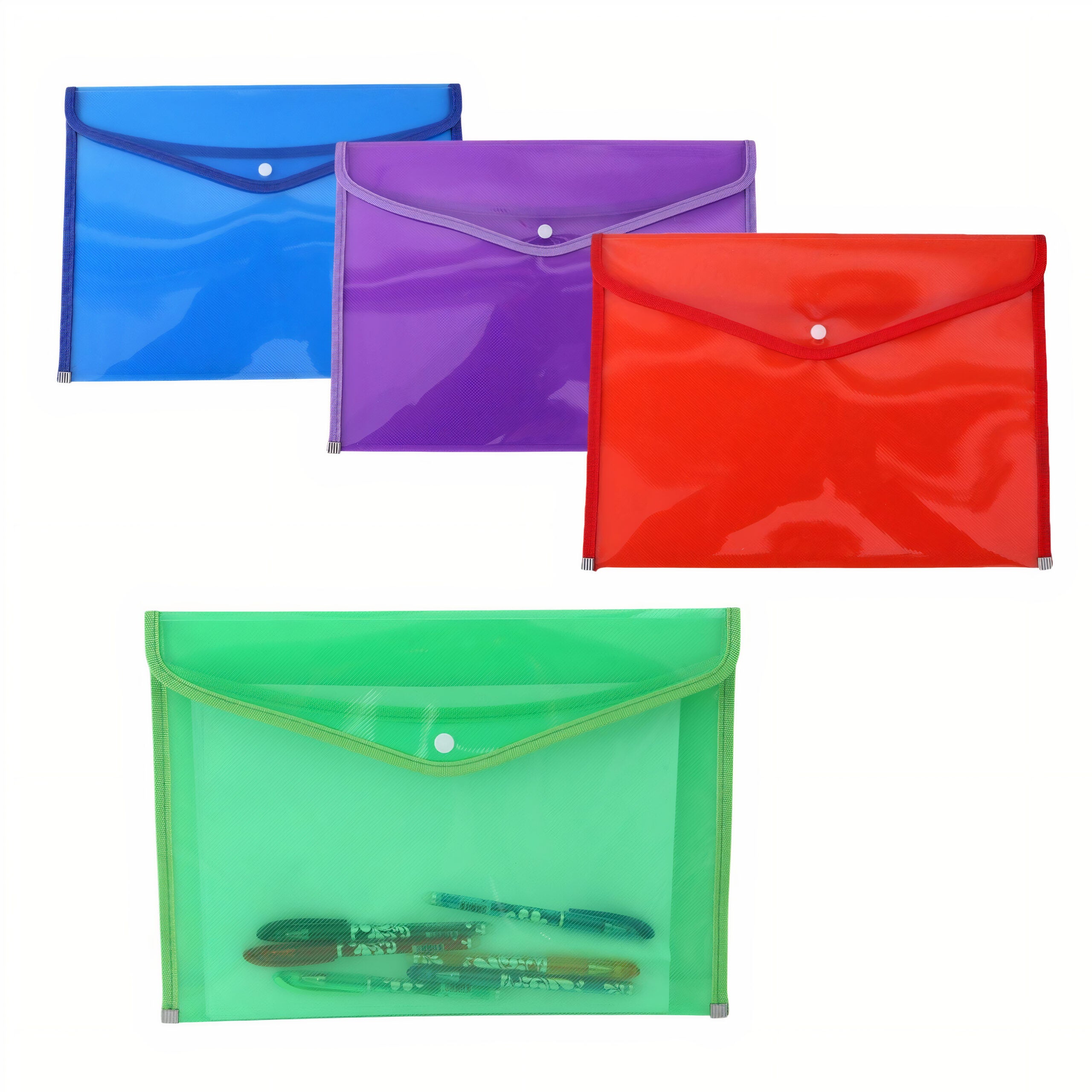 Dosar cu Inchidere prin Capsa 12/set din Plastic, 37x36cm Diferite Culori Engros