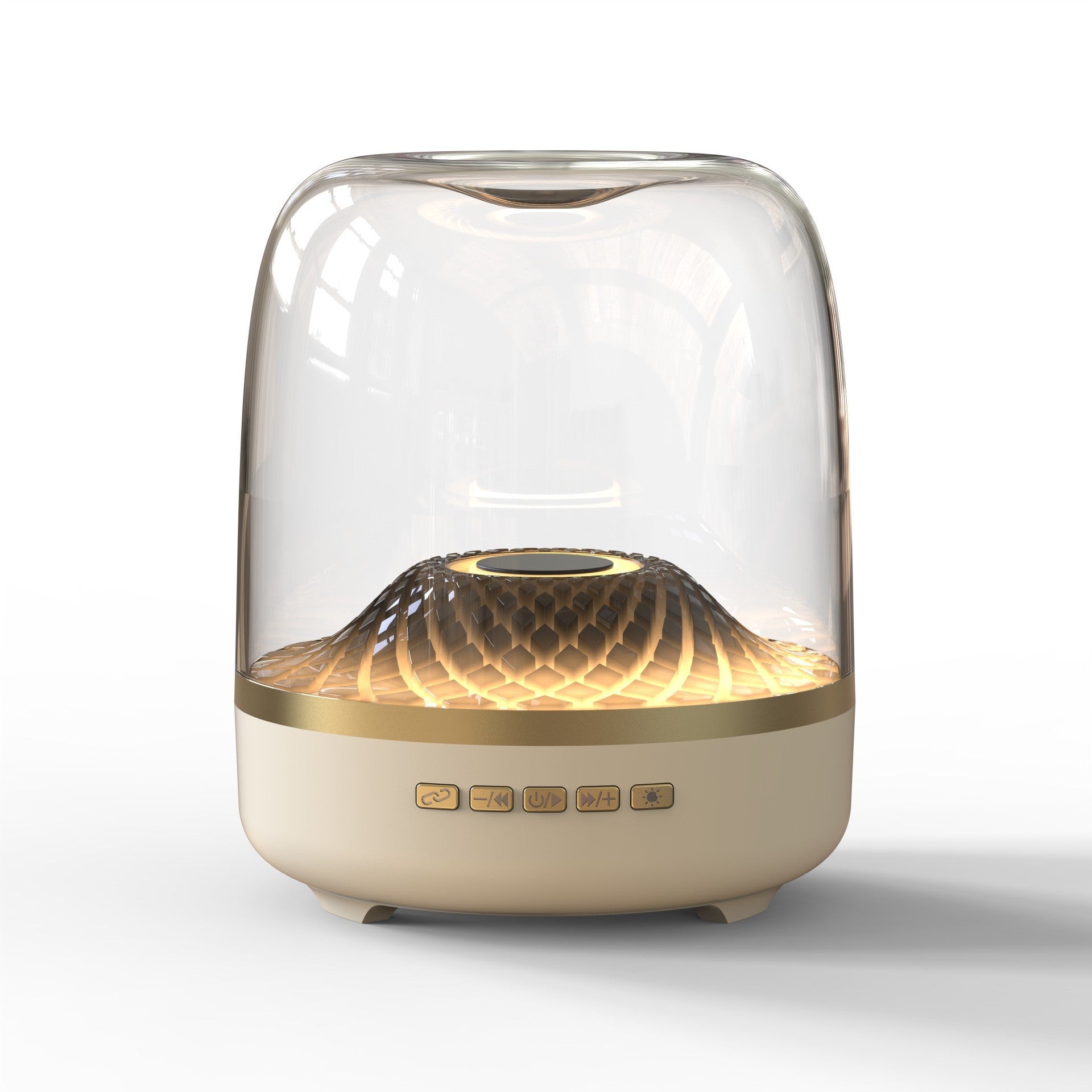 Boxă Audio Bluetooth Portabilă 13x11cm, Model Cristal Acustic Mini, luminare LED Multicoloră, USB-C