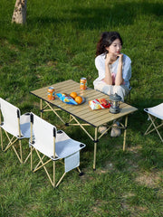 Masă Pliabilă 95x55x50cm cu 4 Scaune, Set Camping Portabil din Aluminiu, Geantă Transport Inclusă&nbsp;