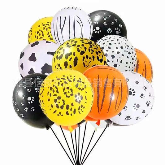 Baloane din Latex, 10/Tipla Animal Print, Diverse Culori 30cm 10/set
