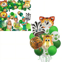 Baloane 13/set cu 4 Figurine din Staniol cu Pai 60x28cm cu 9 Baloane din Latex, Diferite Culori Engros