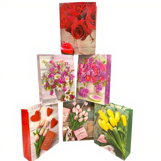Pungi de Cadou 12/set, Diferite Modele Florale 32x44x11cm, Cartonate Engros