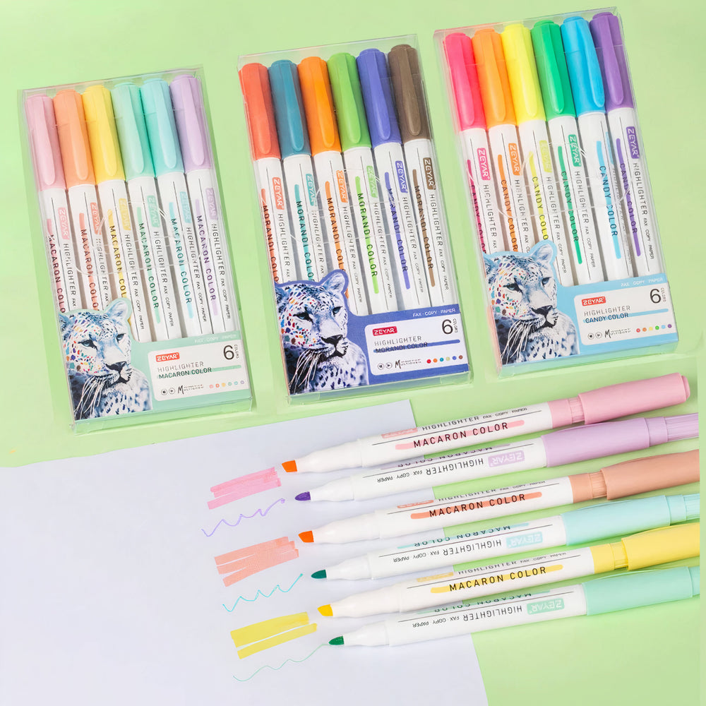 Markere Evidentiatoare 5/Set, cu Doua Capete, Culori Neon, 14 cm Engros