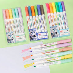 Markere Evidentiatoare 5/Set, cu Doua Capete, Culori Neon, 14 cm Engros