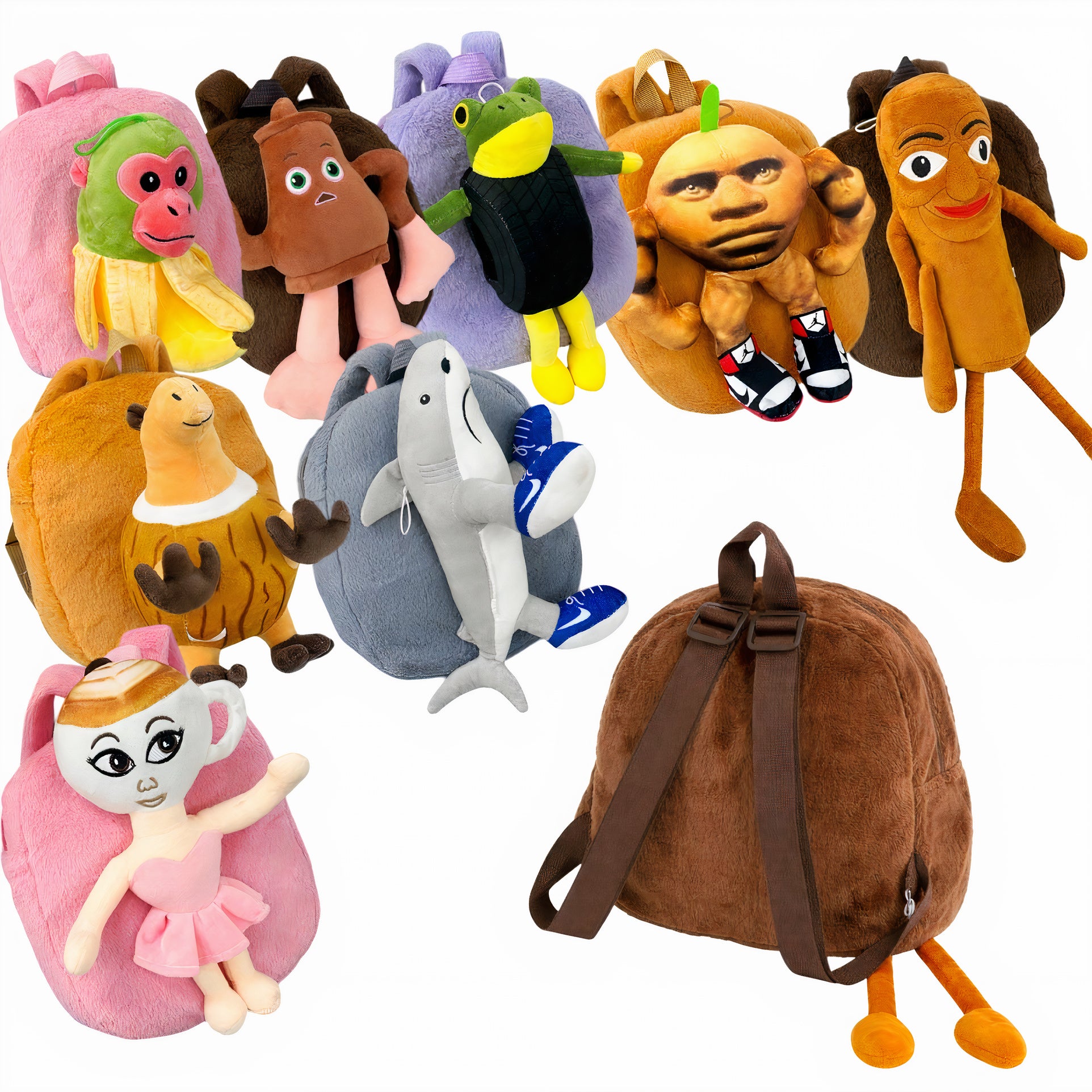 Ghiozdan Copii din Pluș 23x21cm, cu Personaje Tung Tung Sahur 30cm, Diferite Modele Engros