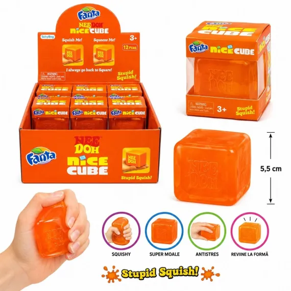 Jucărie Antistres NeeDoh Nice Cube Portocaliu 5.5CM – Cub Squishy