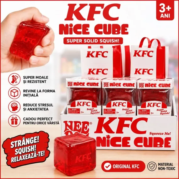 Jucărie Antistres NeeDoh Nice Cube Roșu 5.5CM – Cub Squishy Super Moale pentru Relaxare și Reducerea Stresului