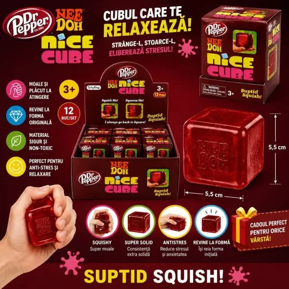 Jucărie Antistres NeeDoh Nice Cube Roșu 5.5cm – Cub Squishy&nbsp;