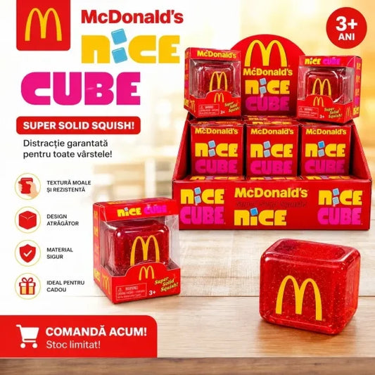 Jucărie Antistres NeeDoh Nice Cube Roșu cu Galben 5.5CM – Cub Squishy Elastic pentru Relaxare și Distracție