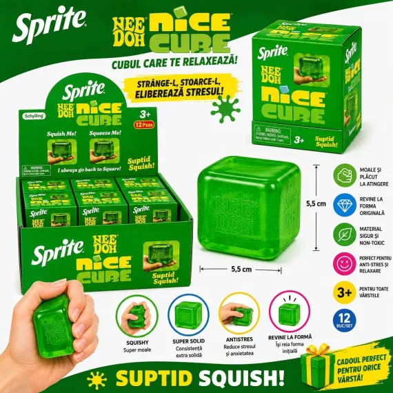 Jucărie Antistres NeeDoh Nice Cube Verde 5.5CM – Cub Squishy