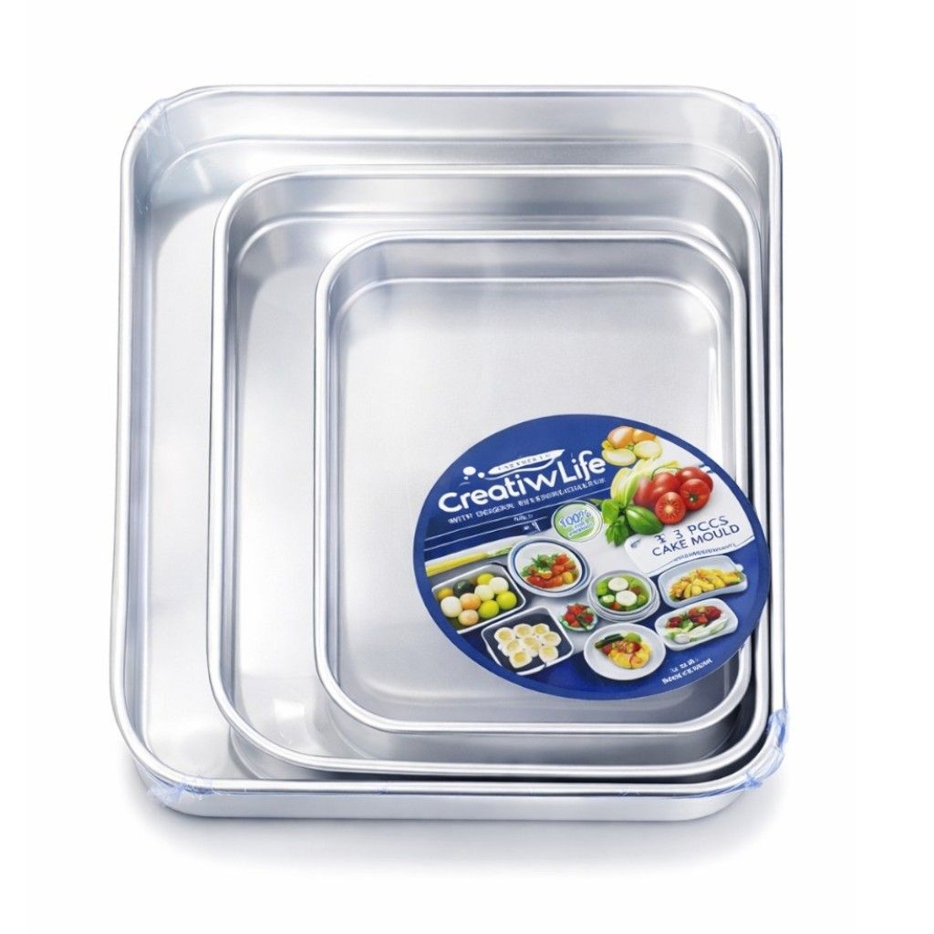 Tavă de Copt din Aluminiu 3/set Formă Dreptunghiulară, 36cm pentru Cuptor și Gătit Engros